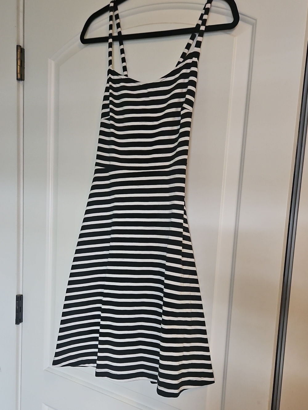 Old Navy Black and White Striped Fit-and-Flare Dress